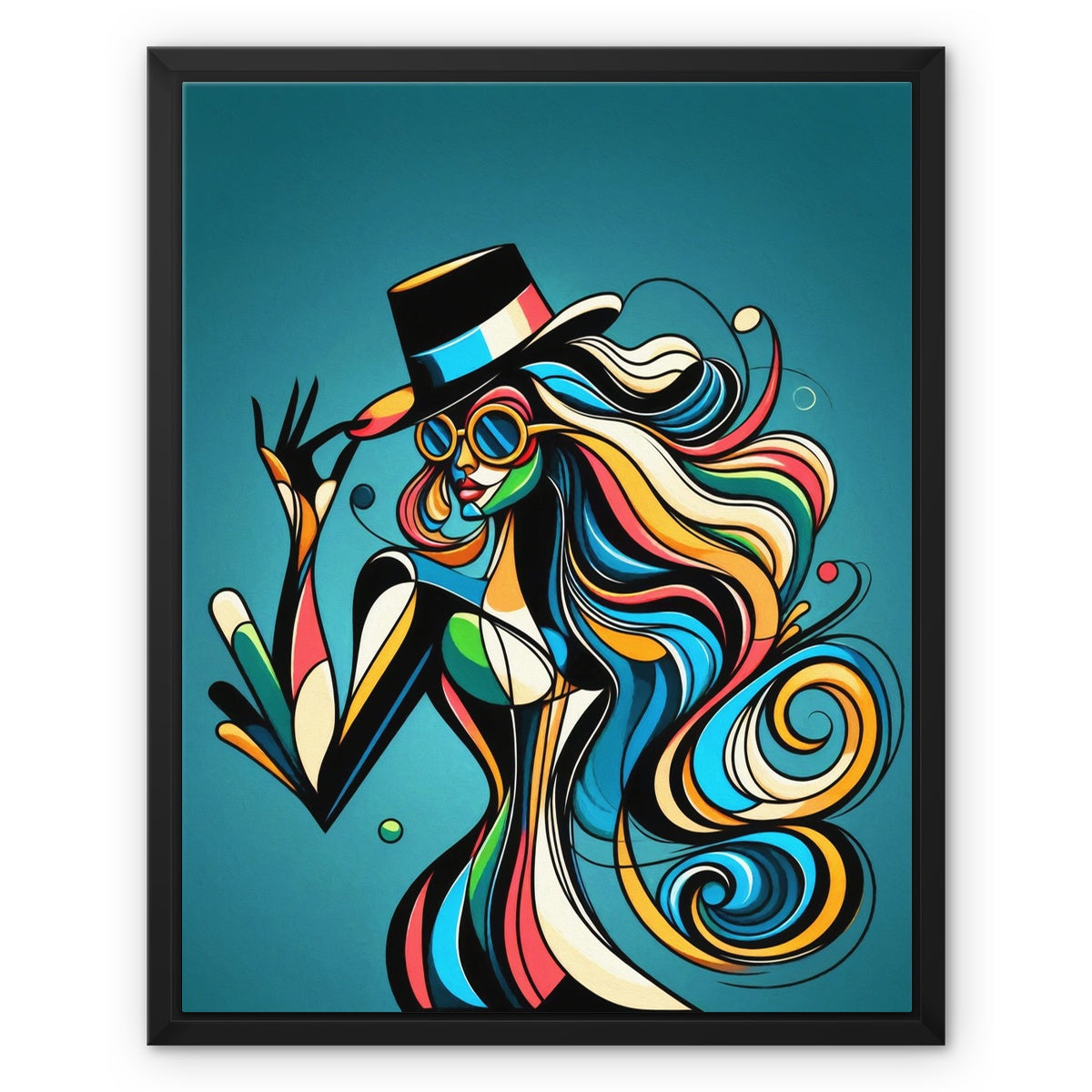 Viva La Diva: Where Confidence Meets Abstract Whirl Framed Canvas