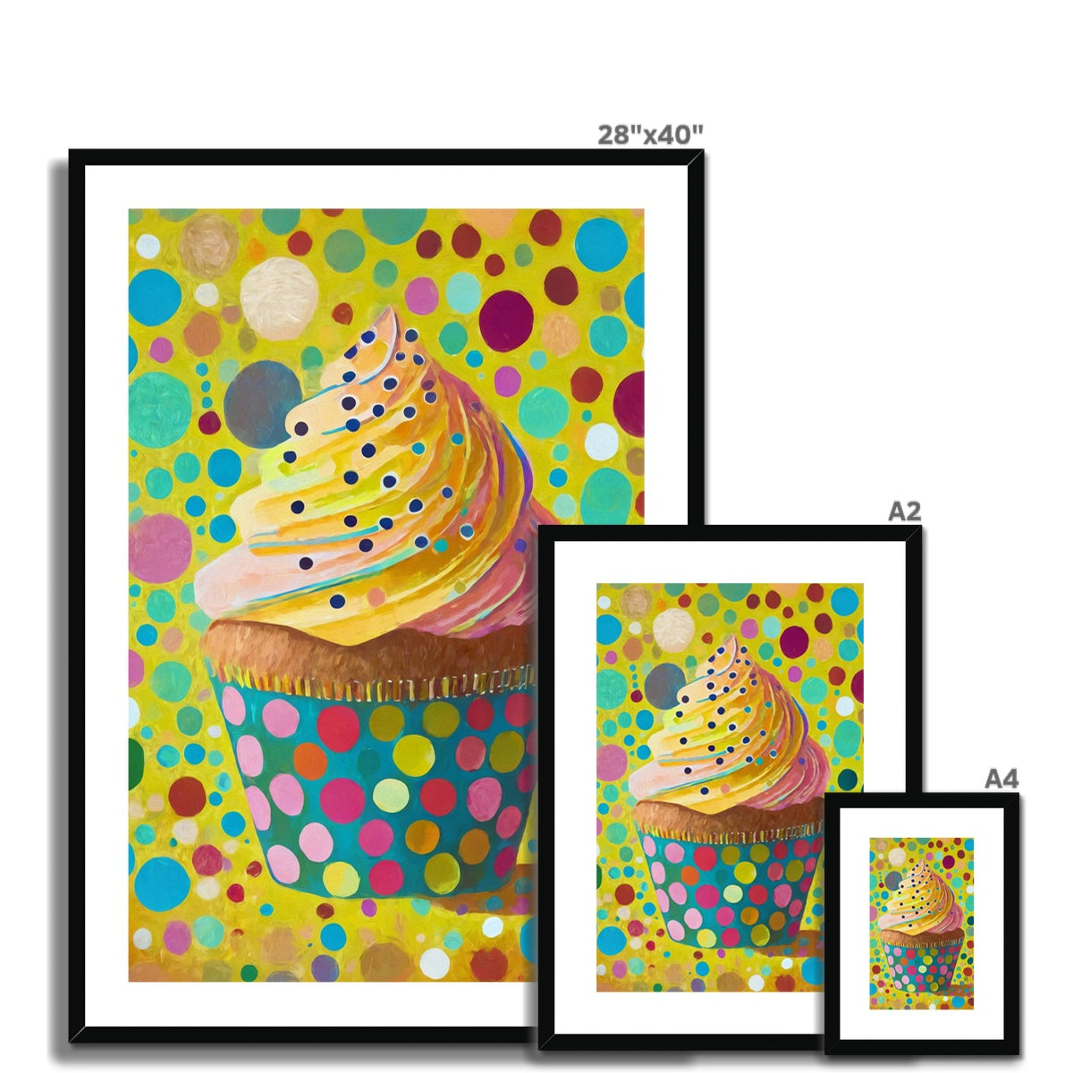 Whimsical Cupcake Delight Framed & Mounted Print