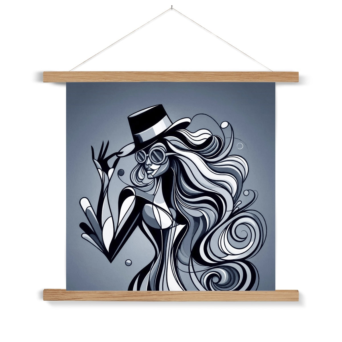 Viva La Diva: Where Shadows Dance in Shades of Silver Fine Art Print with Hanger