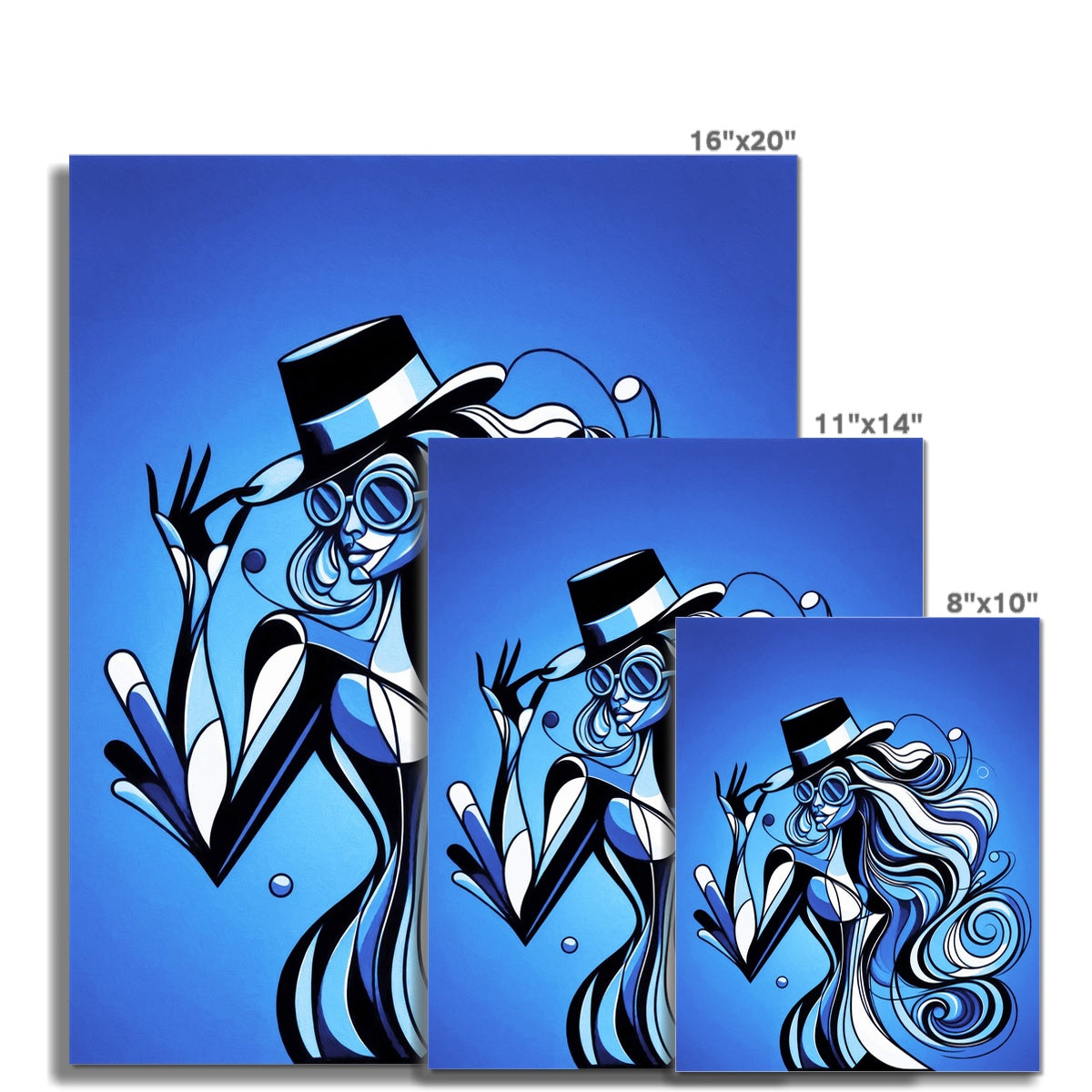 Viva La Diva: Where Moonlight Dances in Shades of Sapphire Fine Art Print