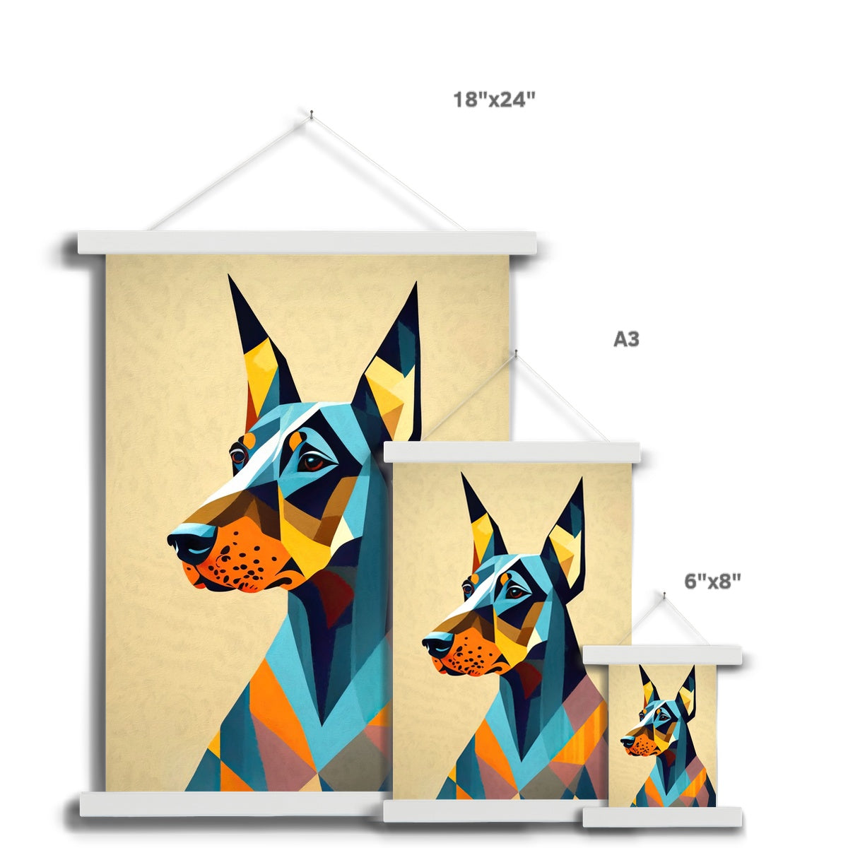 Prismatic Dobe: A Geometric Portrait in Motion Fine Art Print with Hanger
