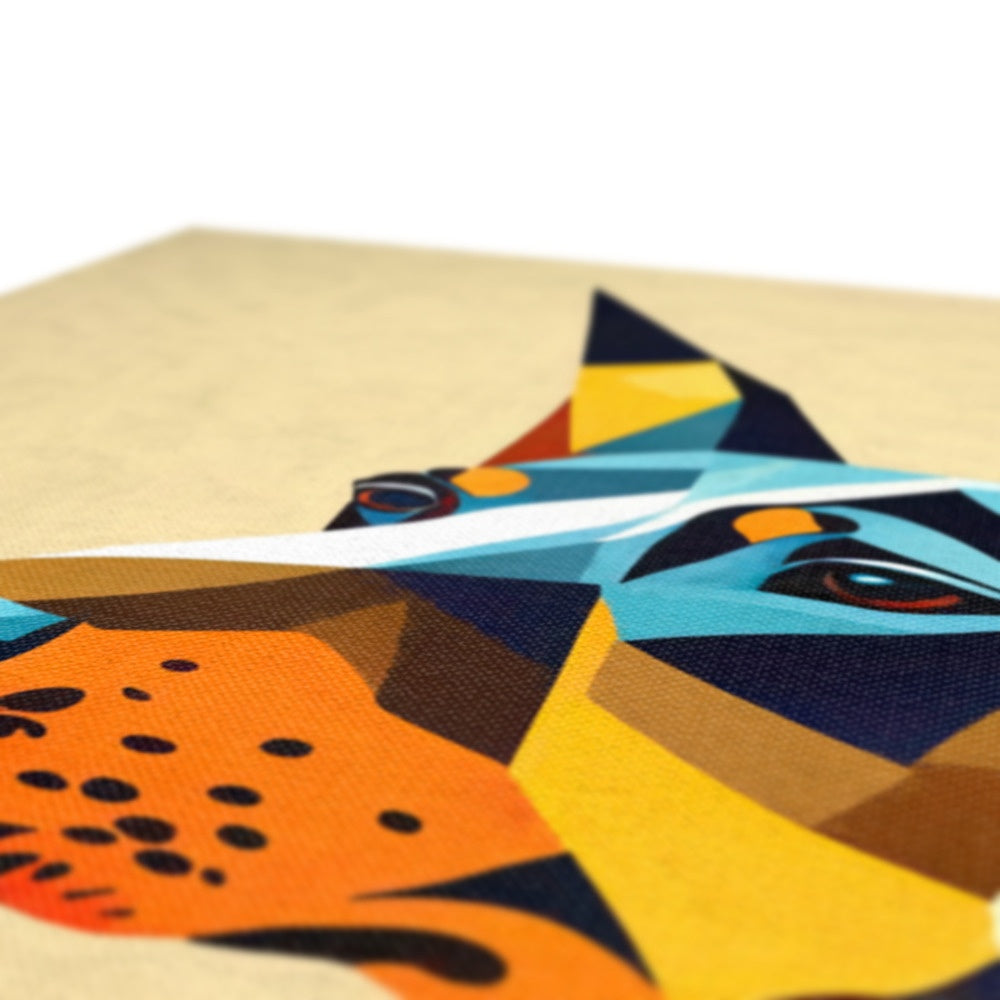 Prismatic Dobe: A Geometric Portrait in Motion Eco Canvas