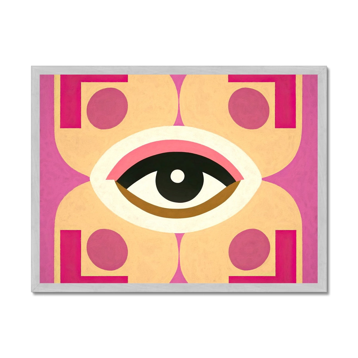 Eye of Harmony: Where Realism Meets Geometric Dreamscapes Antique Framed Print
