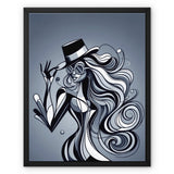Viva La Diva: Where Shadows Dance in Shades of Silver Framed Canvas