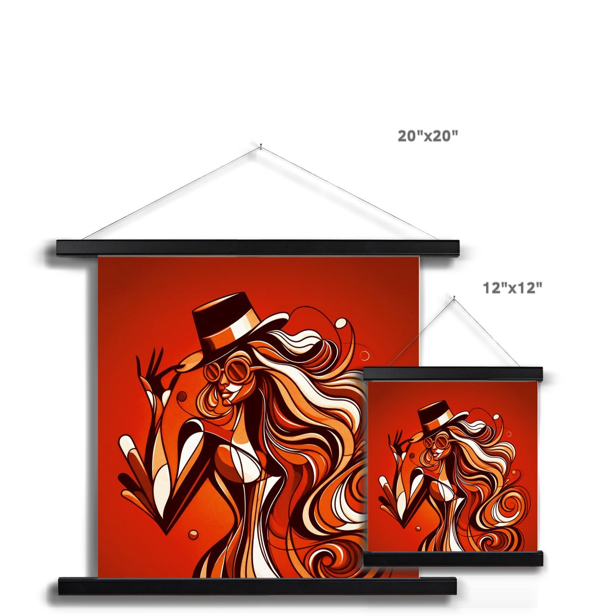 Viva La Diva: Where Confidence Dances in Shades of Oranges and Reds Fine Art Print with Hanger