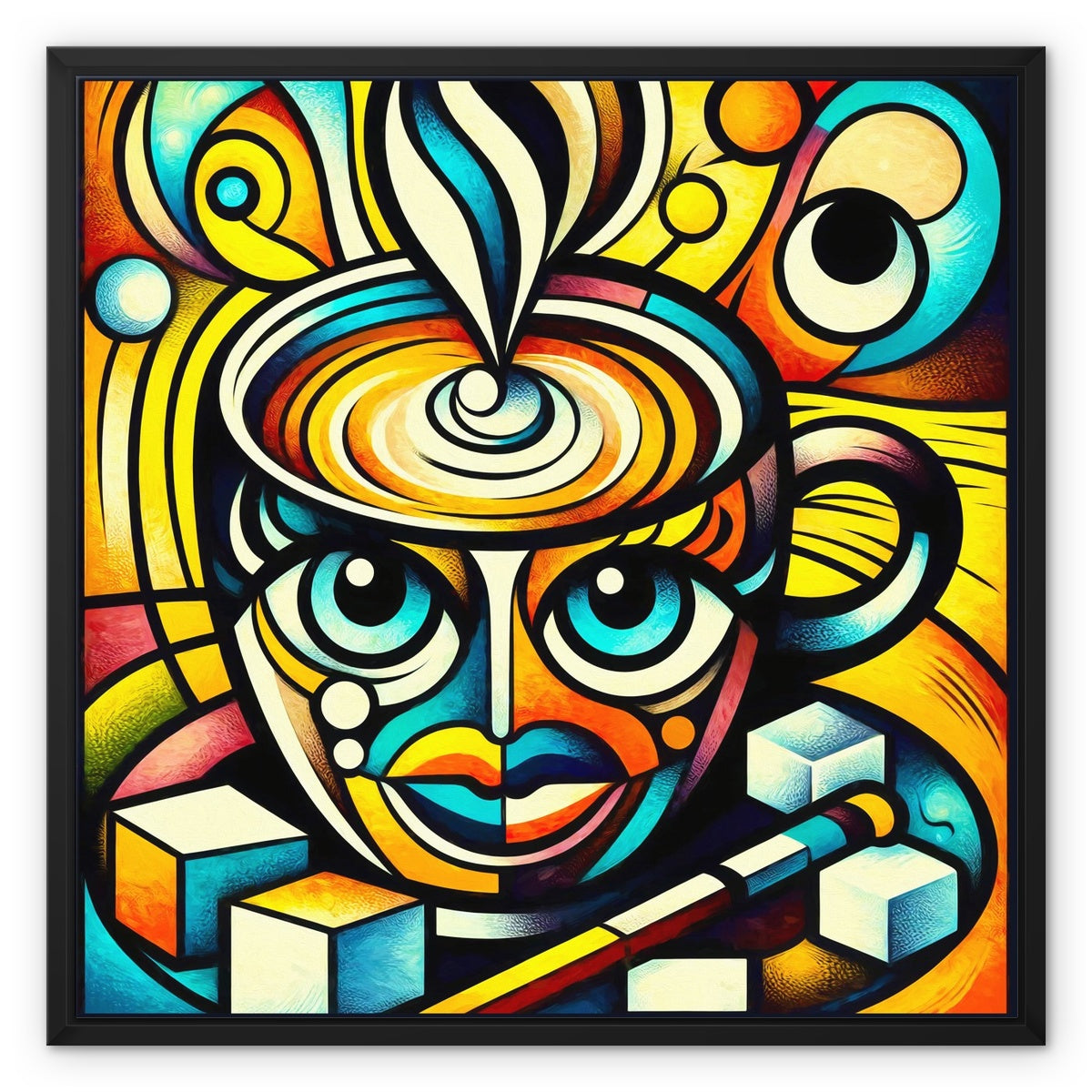 Geometric Java Framed Canvas