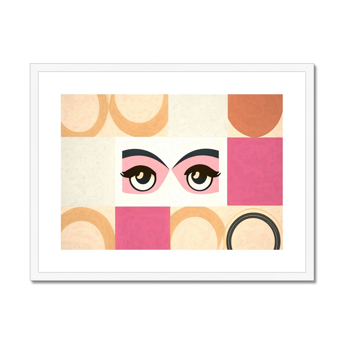 Whispers of Serenity: Where Eyes Meet Abstract Harmony Framed & Mounted Print