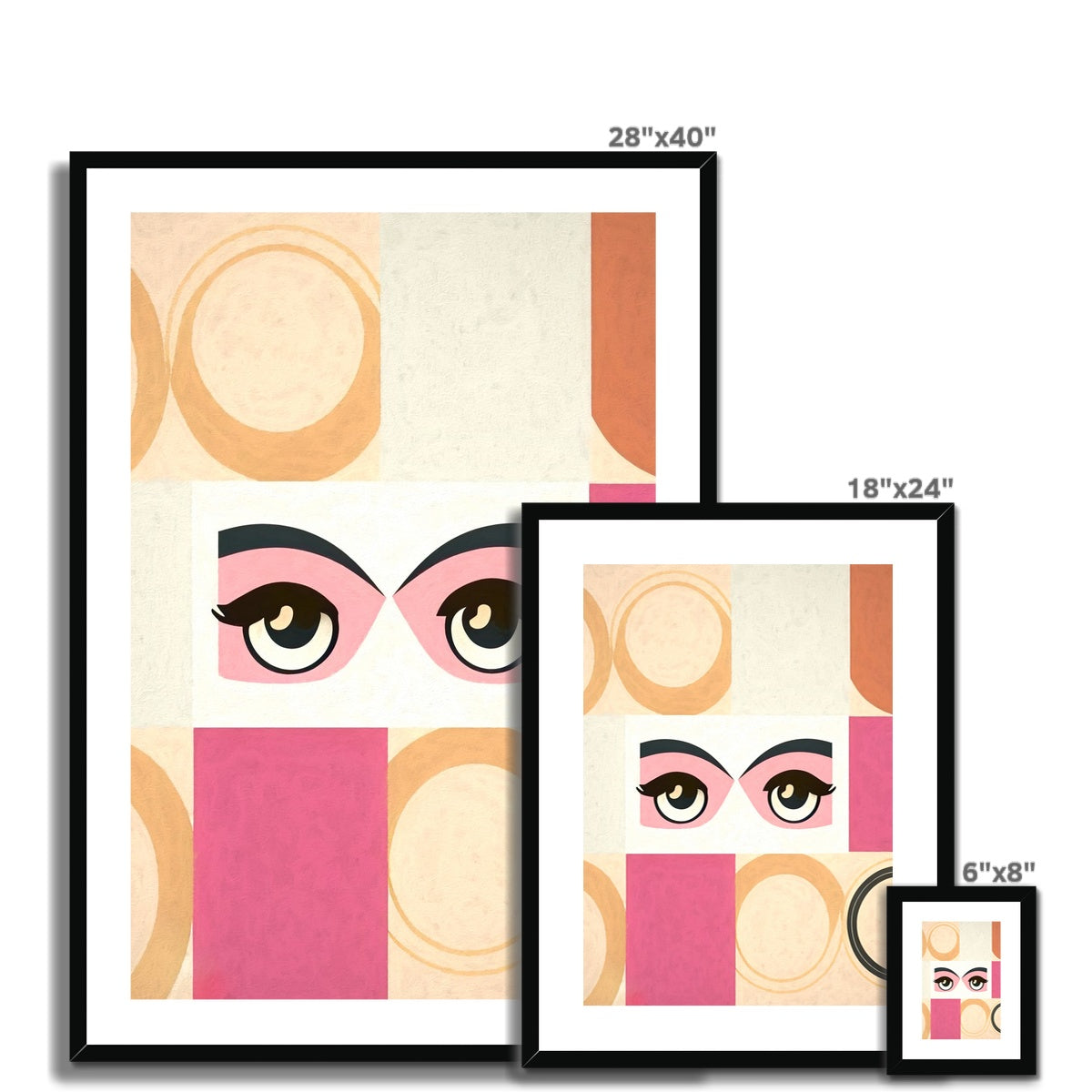 Whispers of Serenity: Where Eyes Meet Abstract Harmony Framed & Mounted Print