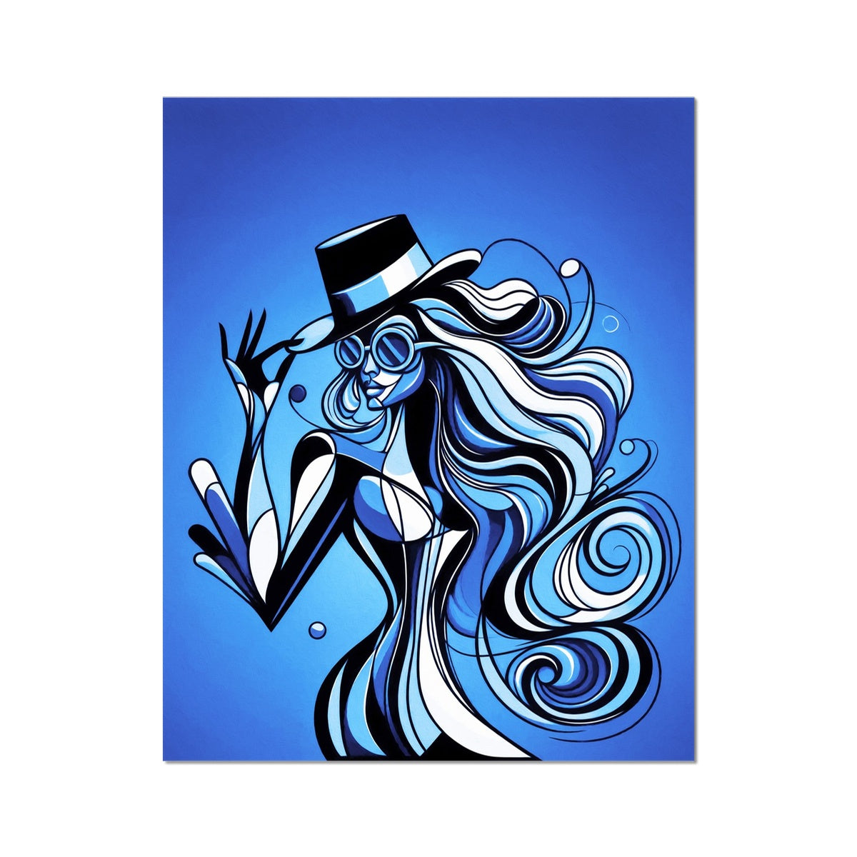 Viva La Diva: Where Moonlight Dances in Shades of Sapphire Wall Art Poster