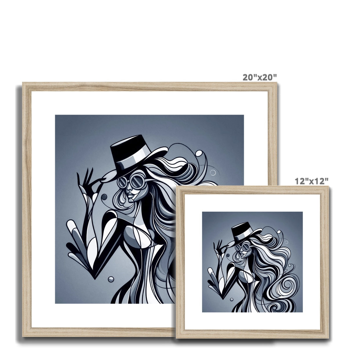 Viva La Diva: Where Shadows Dance in Shades of Silver Framed & Mounted Print