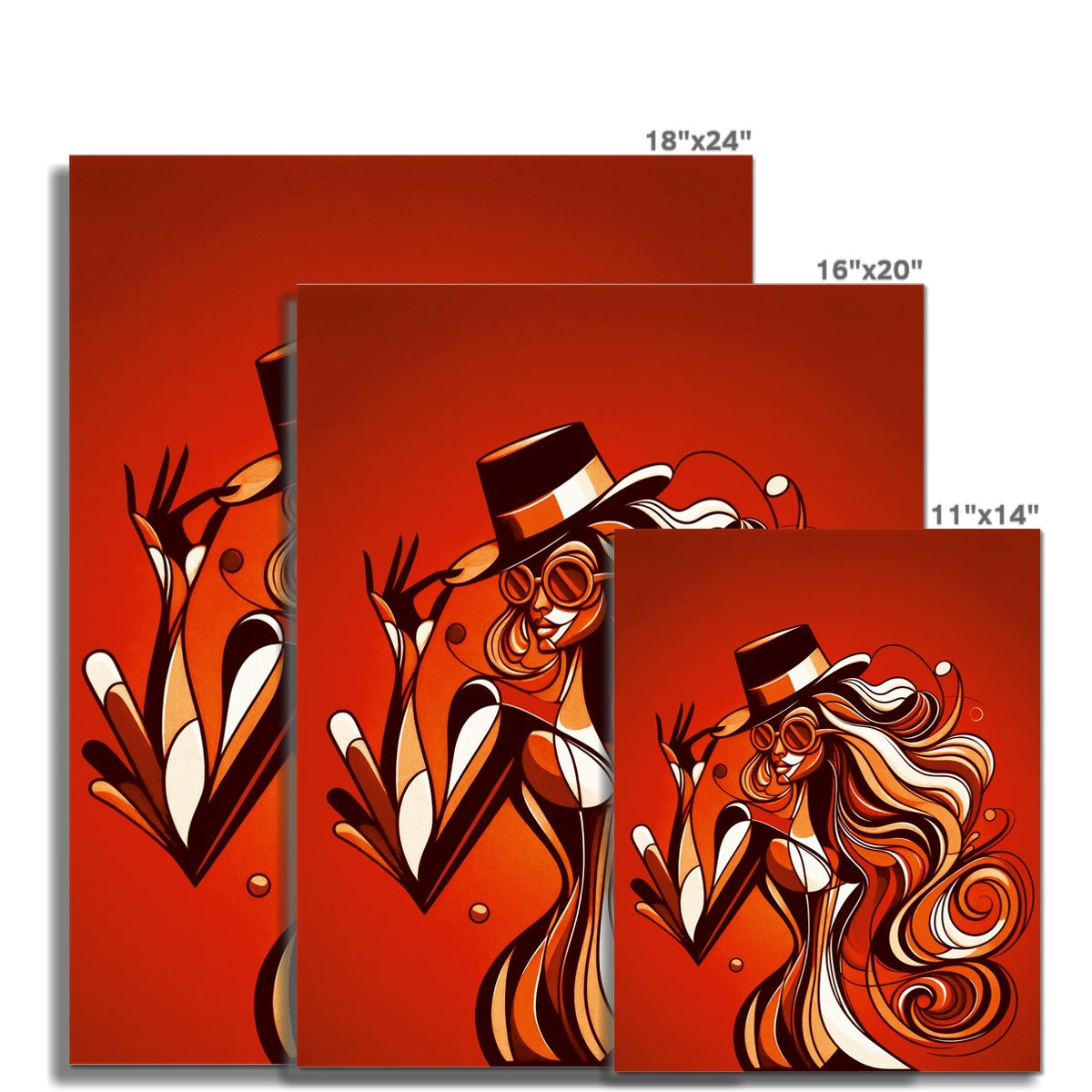 Viva La Diva: Where Confidence Dances in Shades of Oranges and Reds Wall Art Poster