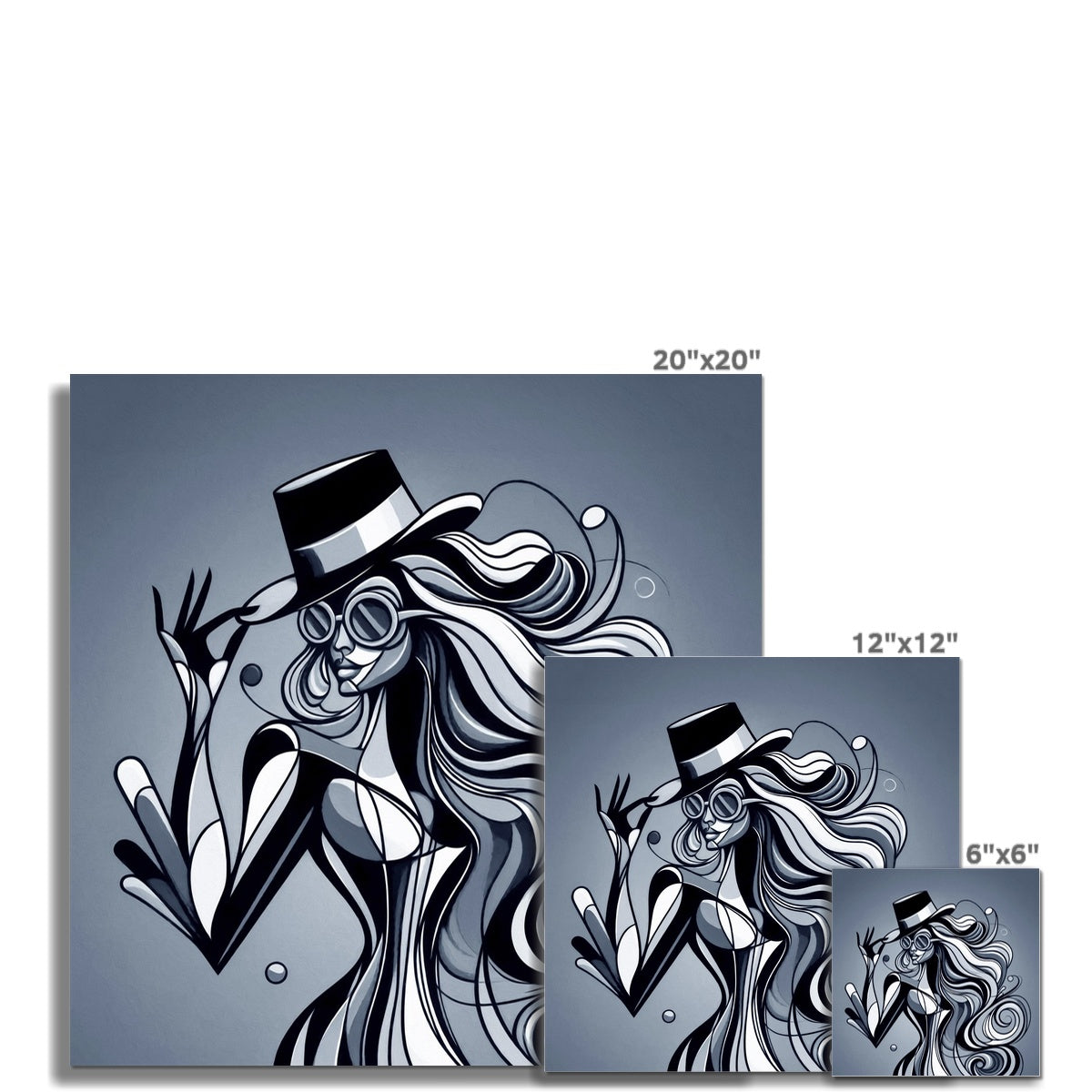Viva La Diva: Where Shadows Dance in Shades of Silver Fine Art Print