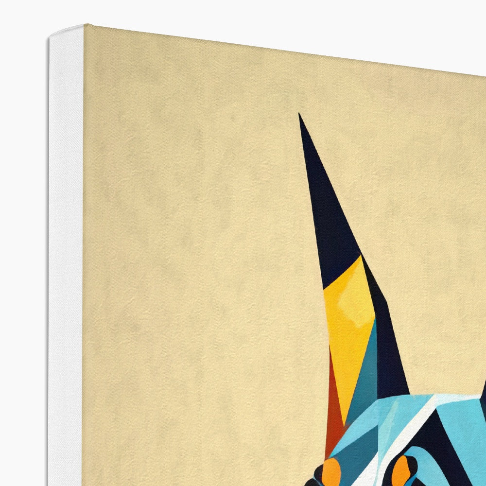 Prismatic Dobe: A Geometric Portrait in Motion Eco Canvas