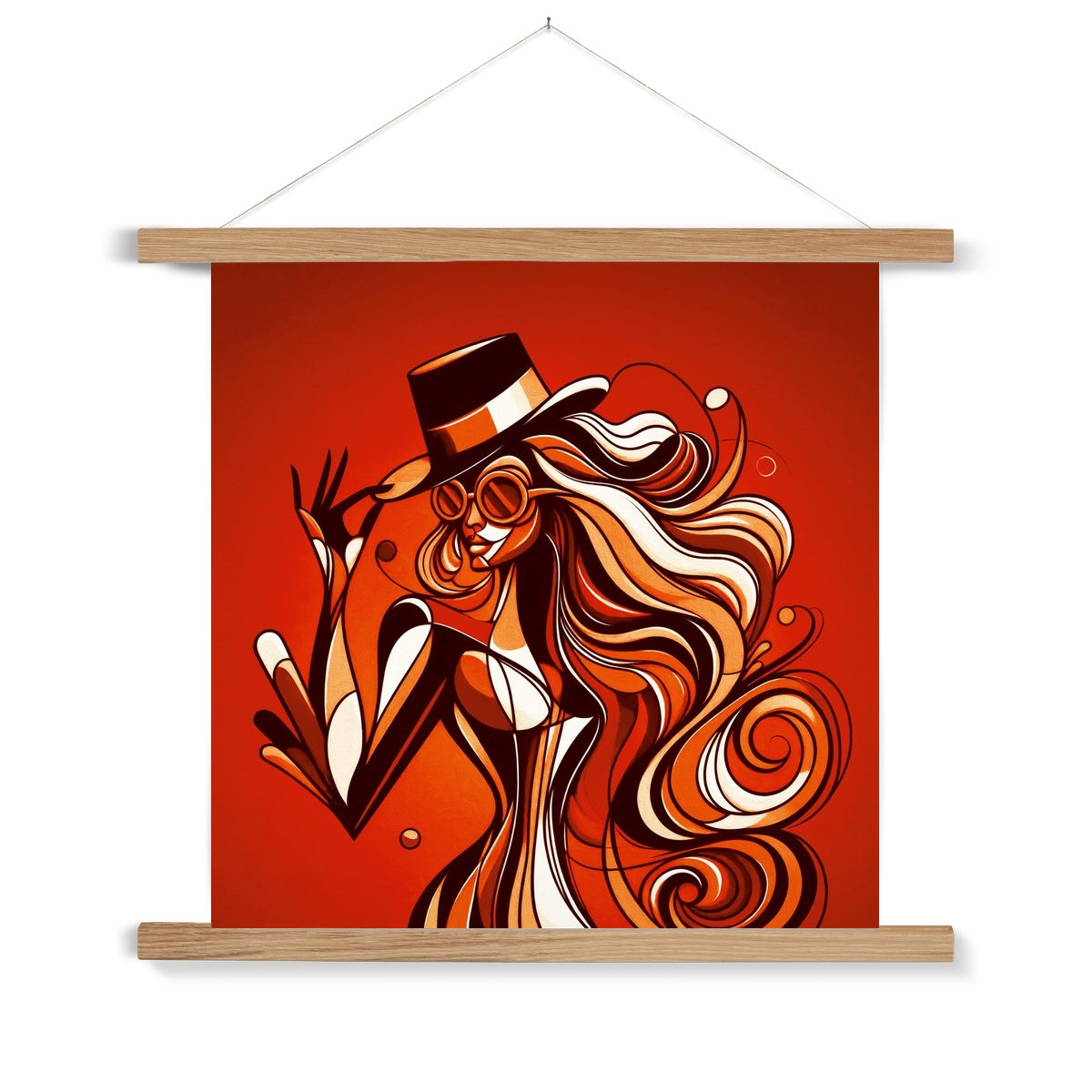 Viva La Diva: Where Confidence Dances in Shades of Oranges and Reds Fine Art Print with Hanger