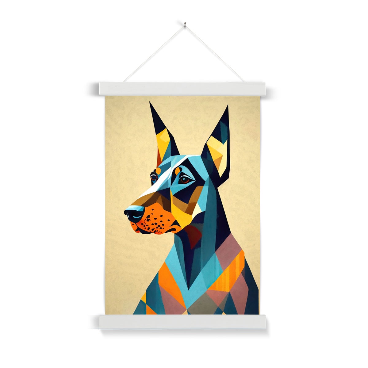 Prismatic Dobe: A Geometric Portrait in Motion Fine Art Print with Hanger