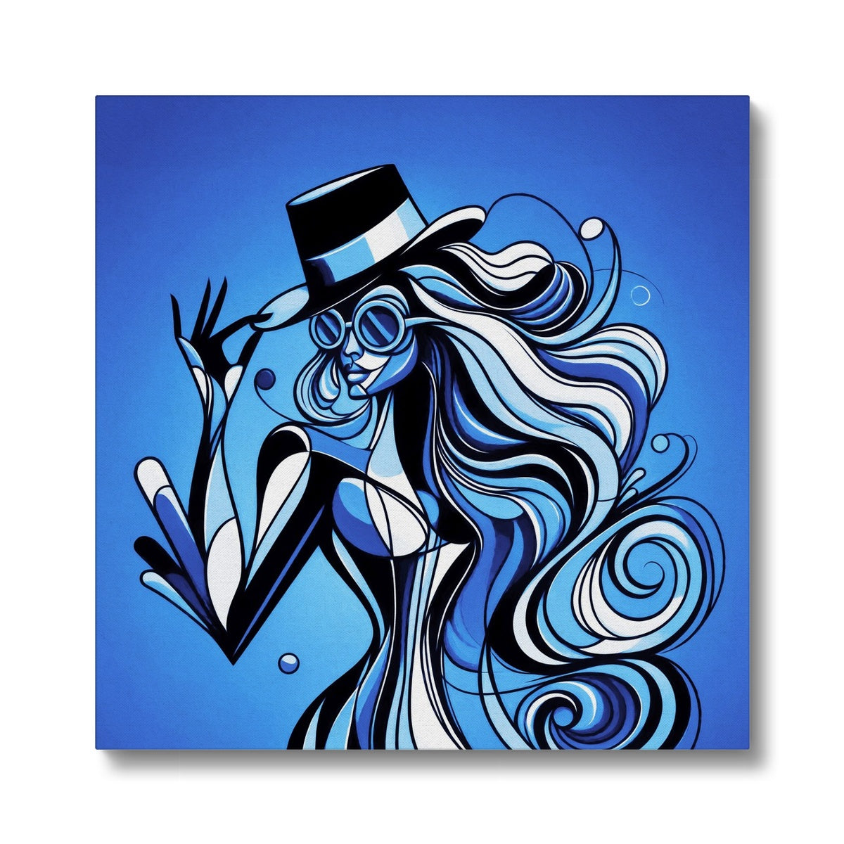 Viva La Diva: Where Moonlight Dances in Shades of Sapphire Eco Canvas