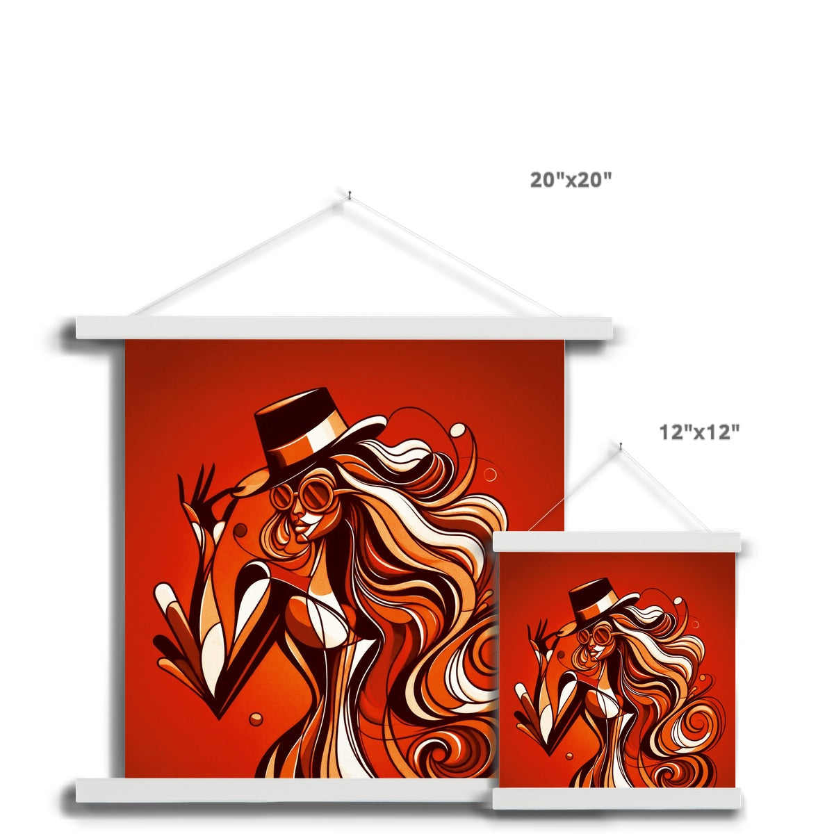 Viva La Diva: Where Confidence Dances in Shades of Oranges and Reds Fine Art Print with Hanger