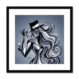 Viva La Diva: Where Shadows Dance in Shades of Silver Framed & Mounted Print