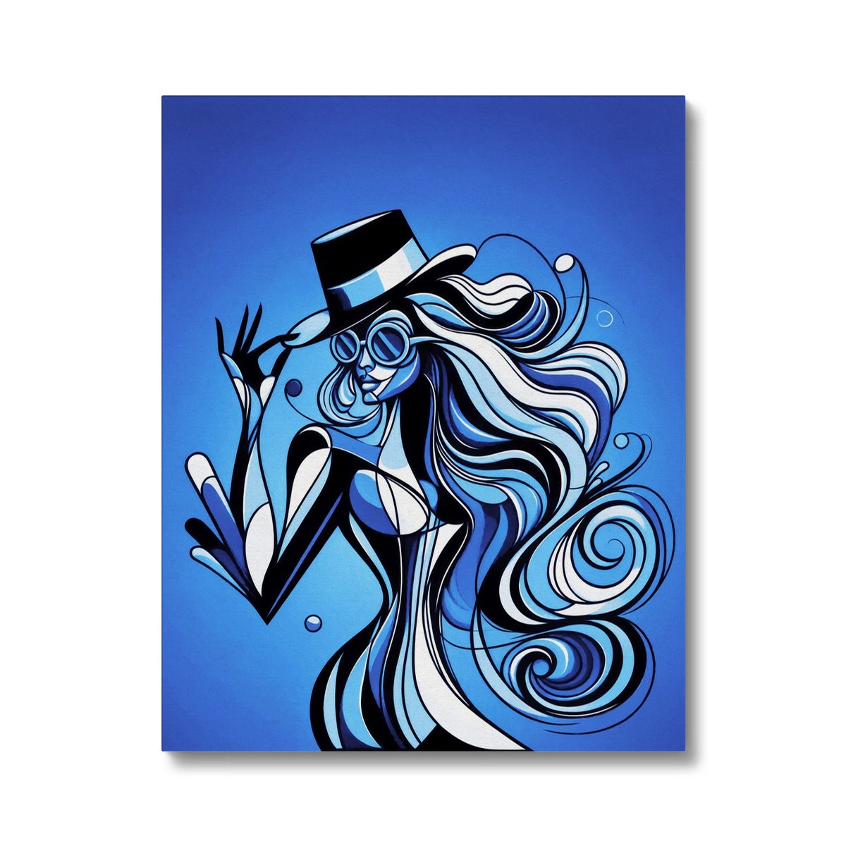 Viva La Diva: Where Moonlight Dances in Shades of Sapphire Canvas