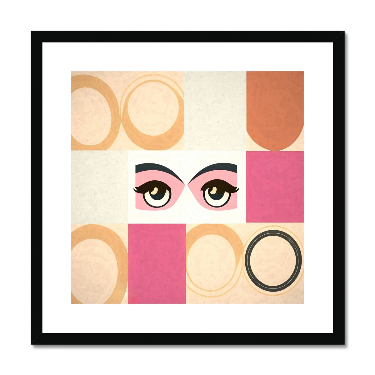Whispers of Serenity: Where Eyes Meet Abstract Harmony Framed & Mounted Print