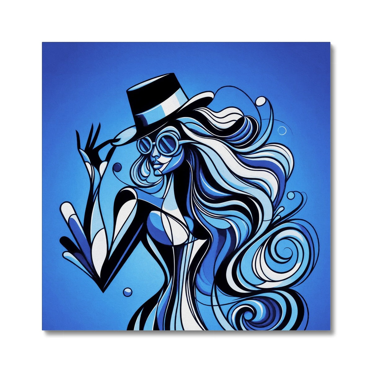 Viva La Diva: Where Moonlight Dances in Shades of Sapphire Canvas
