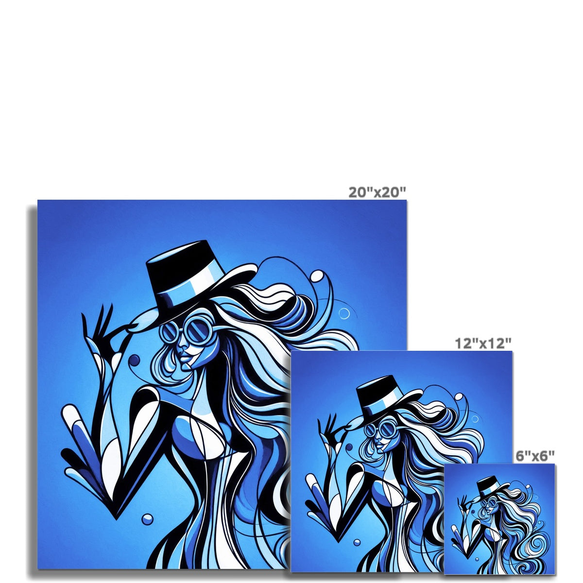 Viva La Diva: Where Moonlight Dances in Shades of Sapphire Fine Art Print