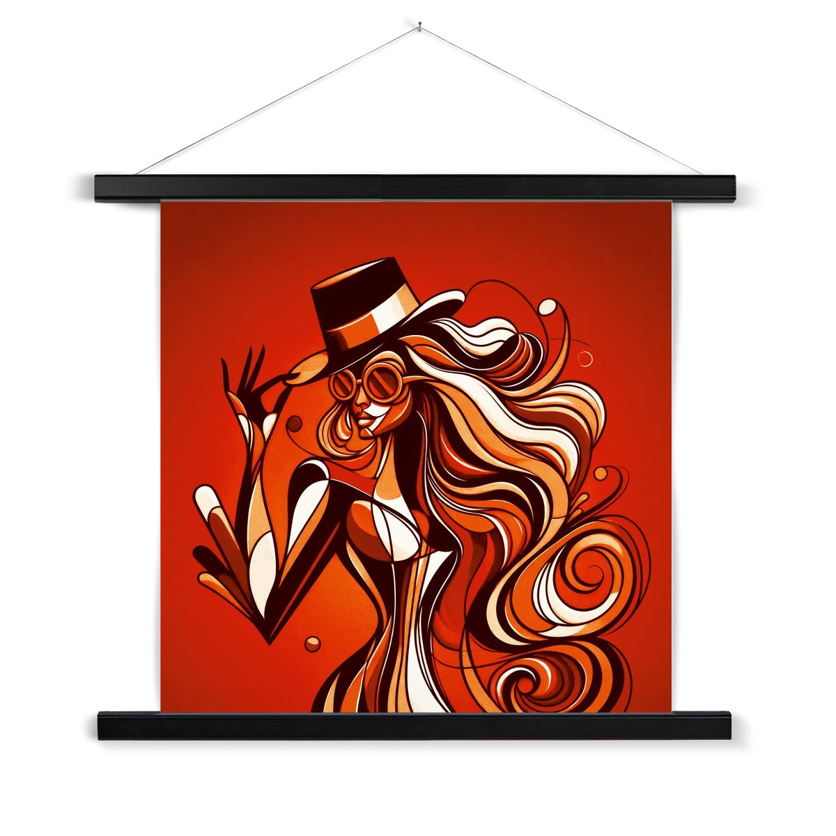 Viva La Diva: Where Confidence Dances in Shades of Oranges and Reds Fine Art Print with Hanger