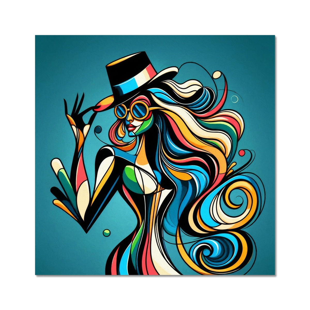 Viva La Diva: Where Confidence Meets Abstract Whirl Fine Art Print