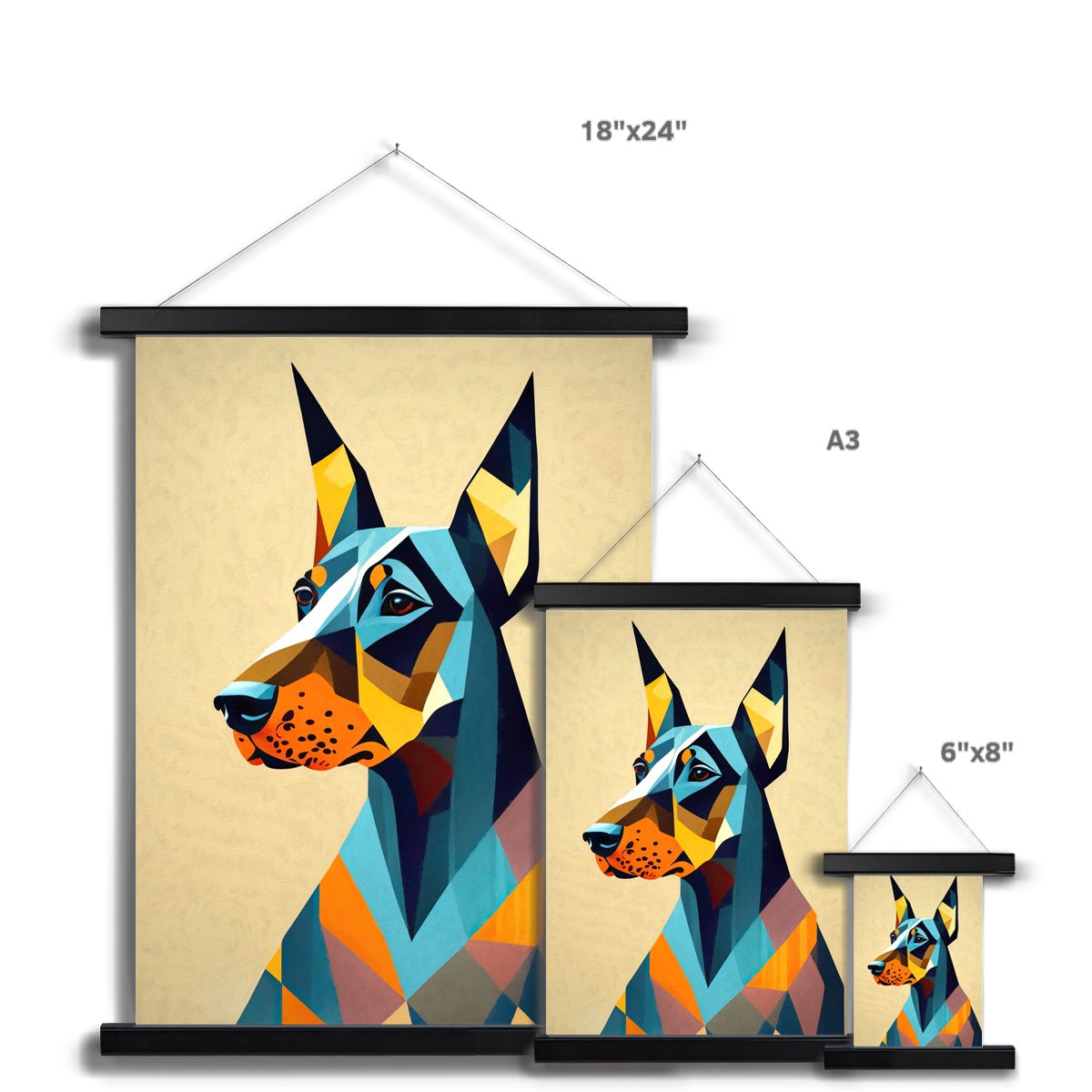 Prismatic Dobe: A Geometric Portrait in Motion Fine Art Print with Hanger