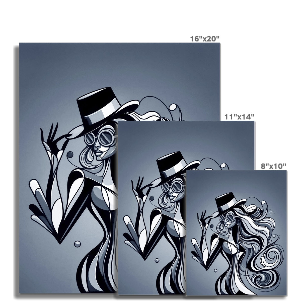 Viva La Diva: Where Shadows Dance in Shades of Silver Fine Art Print