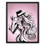 Viva La Diva: A Ballet of Blush and Boldness Against Rose-Colored Skies Framed Canvas