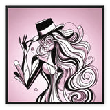 Viva La Diva: A Ballet of Blush and Boldness Against Rose-Colored Skies Framed Canvas