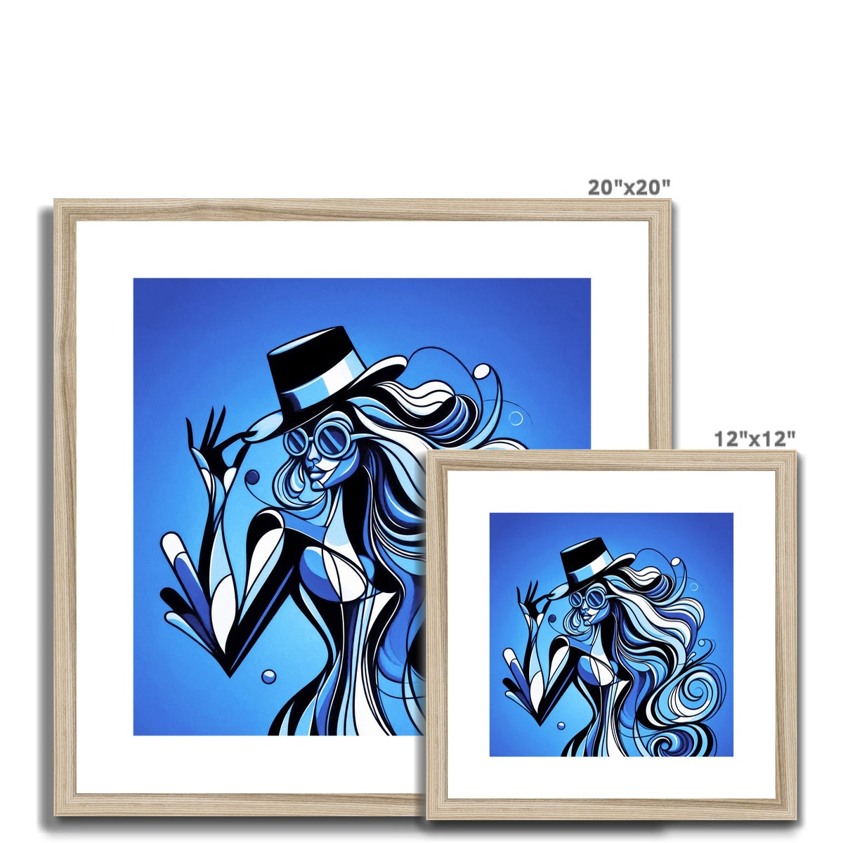 Viva La Diva: Where Moonlight Dances in Shades of Sapphire Framed & Mounted Print