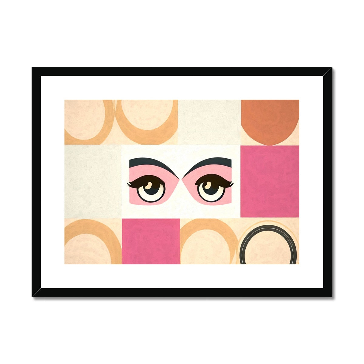 Whispers of Serenity: Where Eyes Meet Abstract Harmony Framed & Mounted Print