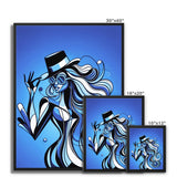 Viva La Diva: Where Moonlight Dances in Shades of Sapphire Framed Canvas