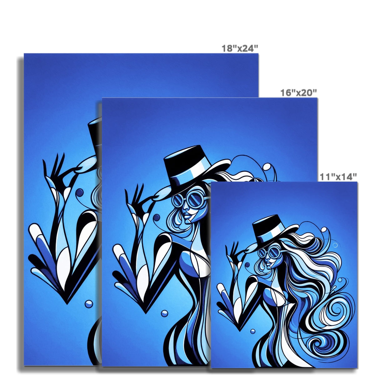 Viva La Diva: Where Moonlight Dances in Shades of Sapphire Wall Art Poster