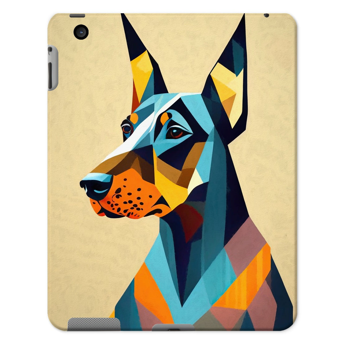 Prismatic Dobe: A Geometric Portrait in Motion Tablet Cases