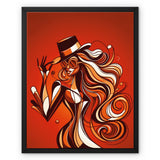 Viva La Diva: Where Confidence Dances in Shades of Oranges and Reds Framed Canvas