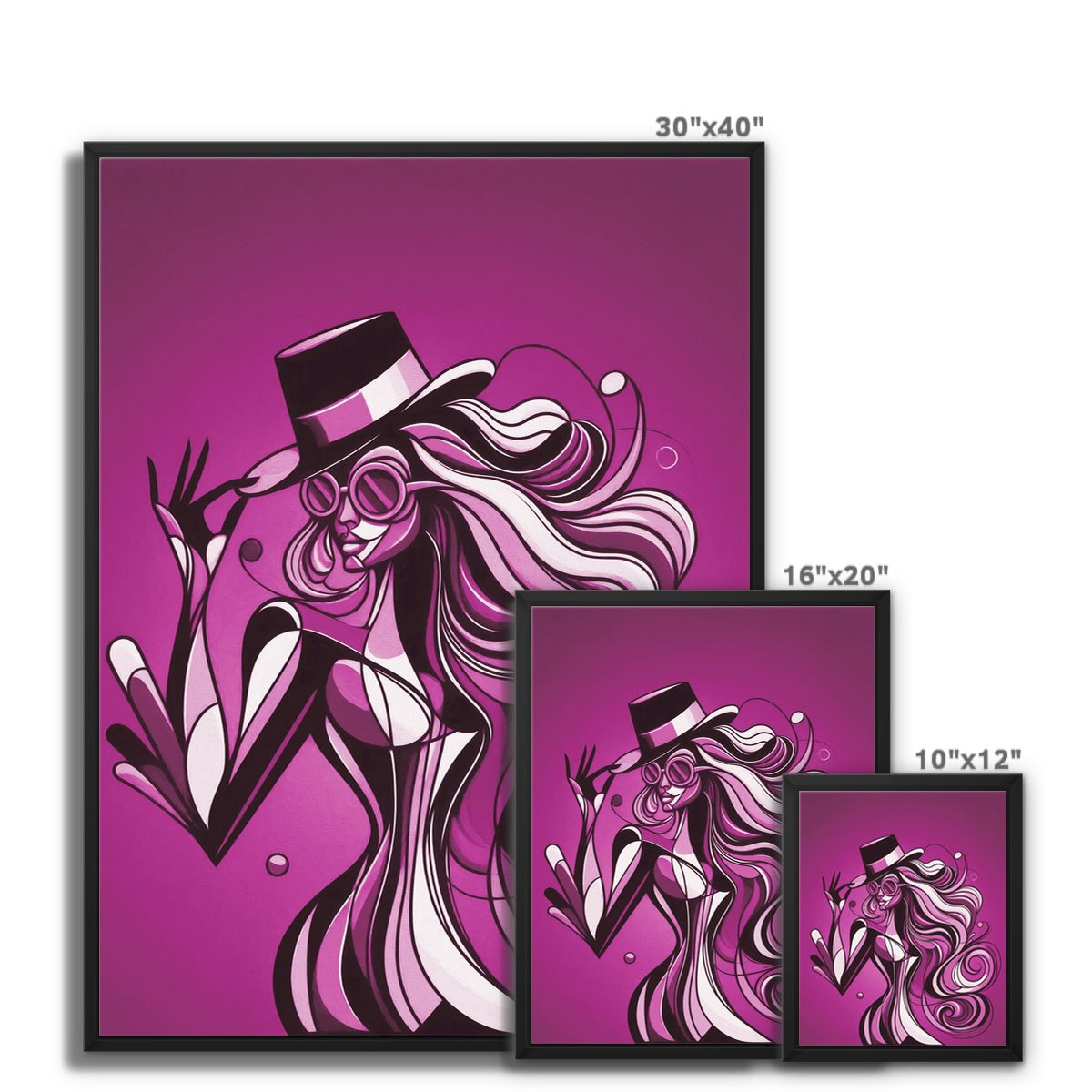 Viva La Diva: Where Amethyst Dreams Dance in a Symphony of Purples Framed Canvas