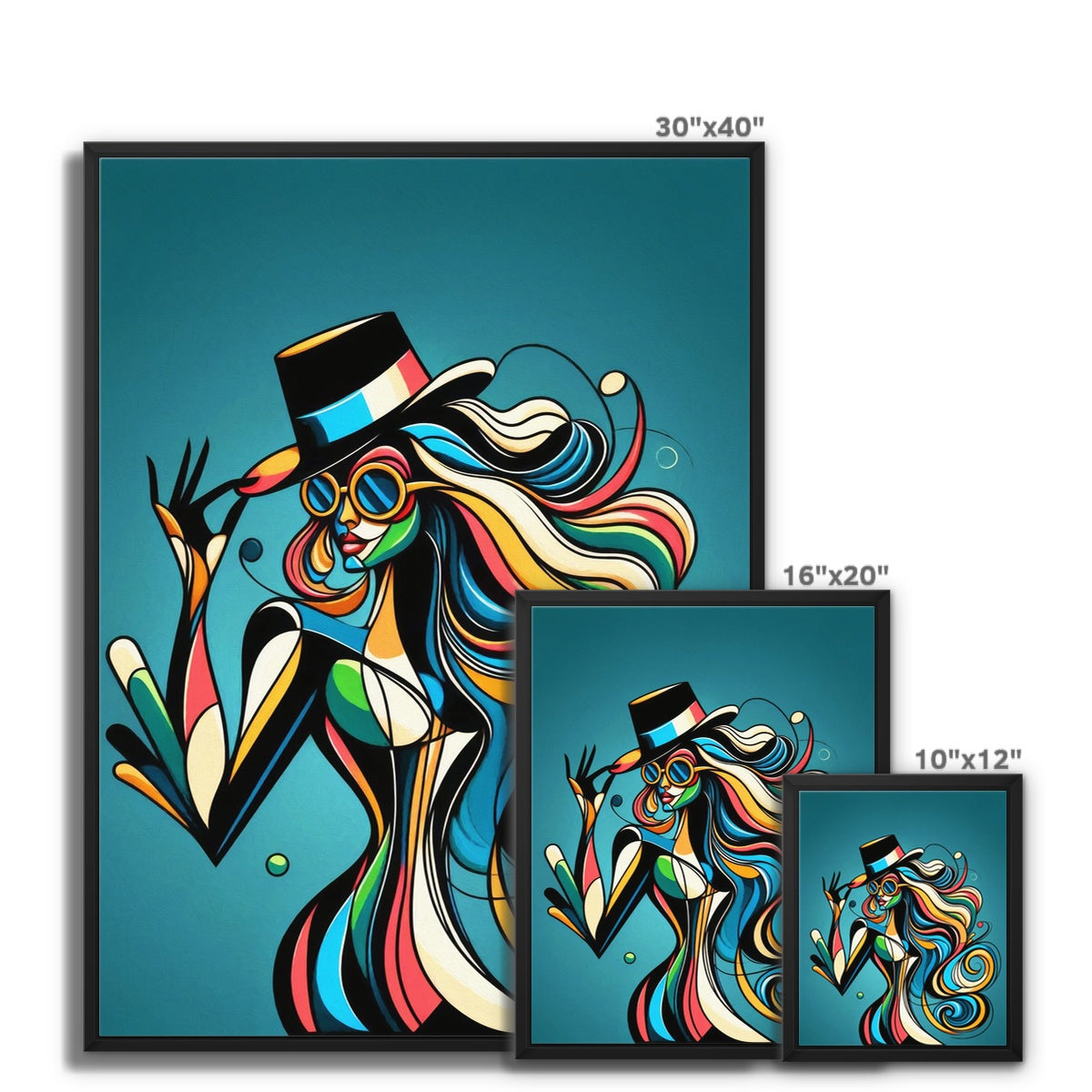 Viva La Diva: Where Confidence Meets Abstract Whirl Framed Canvas
