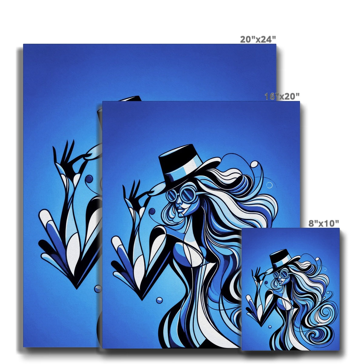 Viva La Diva: Where Moonlight Dances in Shades of Sapphire Canvas