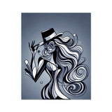 Viva La Diva: Where Shadows Dance in Shades of Silver Wall Art Poster