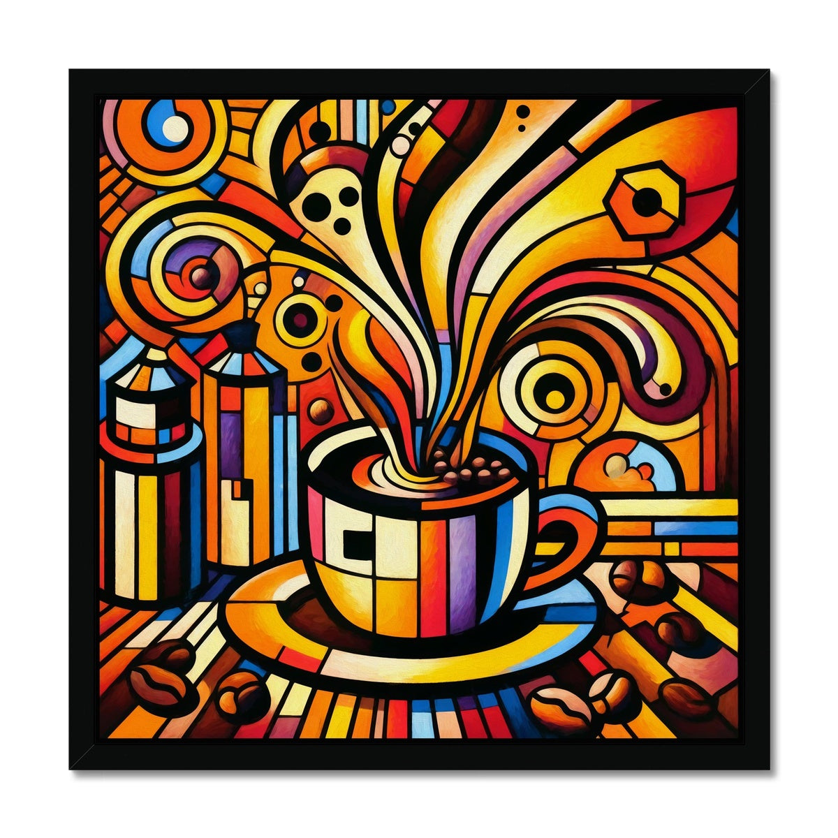 Caffeinated Cityscape Budget Framed Poster