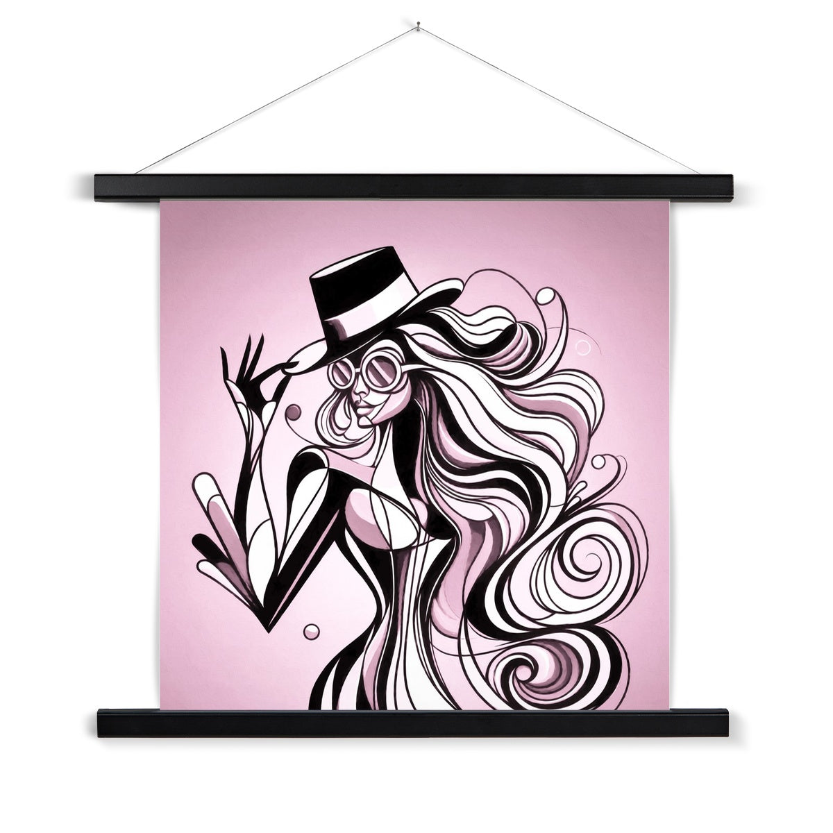 Viva La Diva: A Ballet of Blush and Boldness Against Rose-Colored Skies Fine Art Print with Hanger
