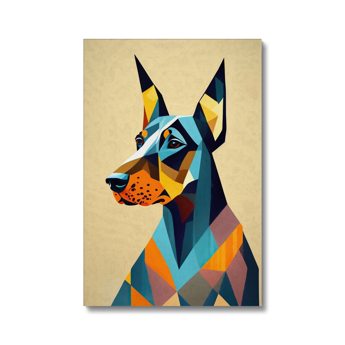 Prismatic Dobe: A Geometric Portrait in Motion Eco Canvas