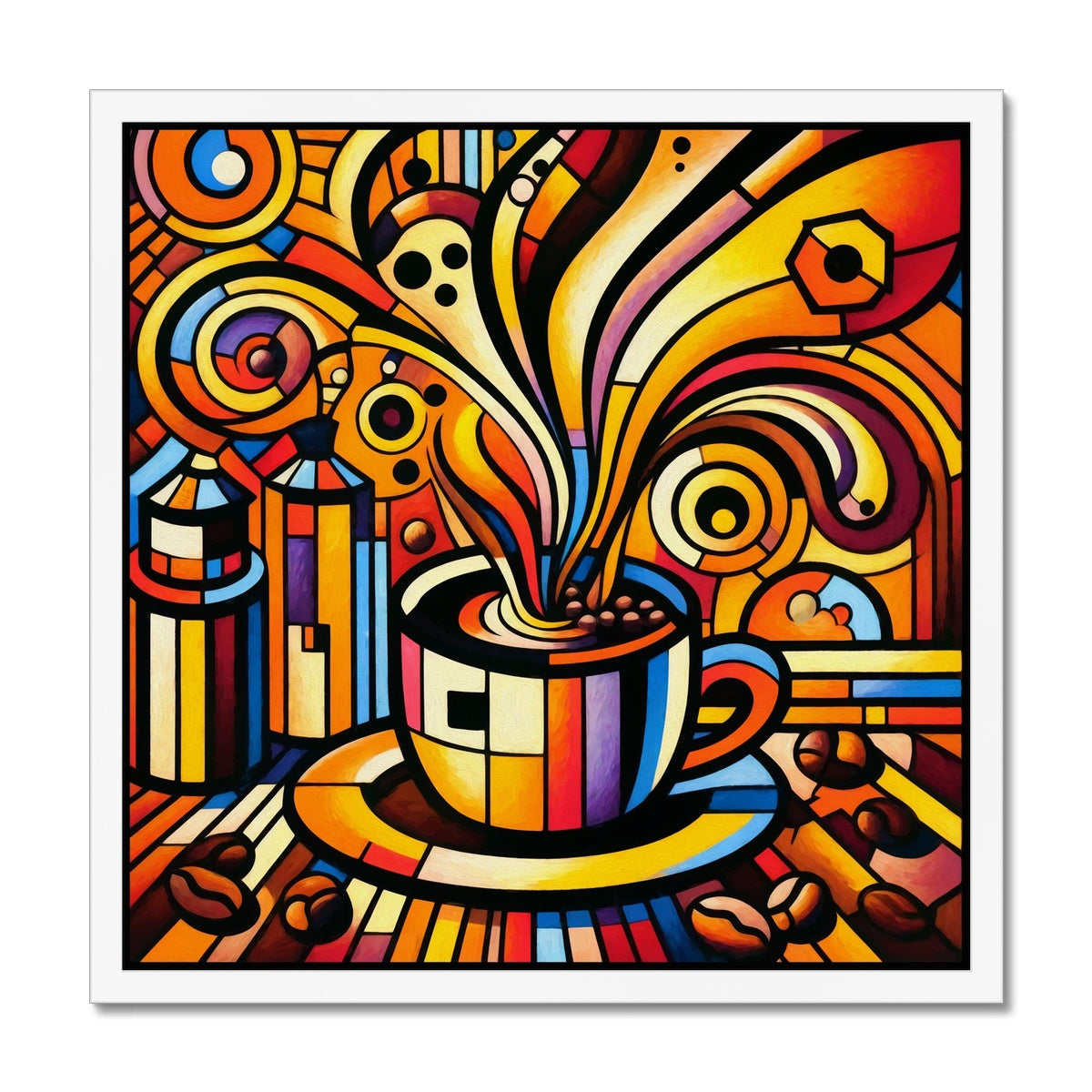 Caffeinated Cityscape Budget Framed Poster