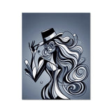 Viva La Diva: Where Shadows Dance in Shades of Silver Fine Art Print