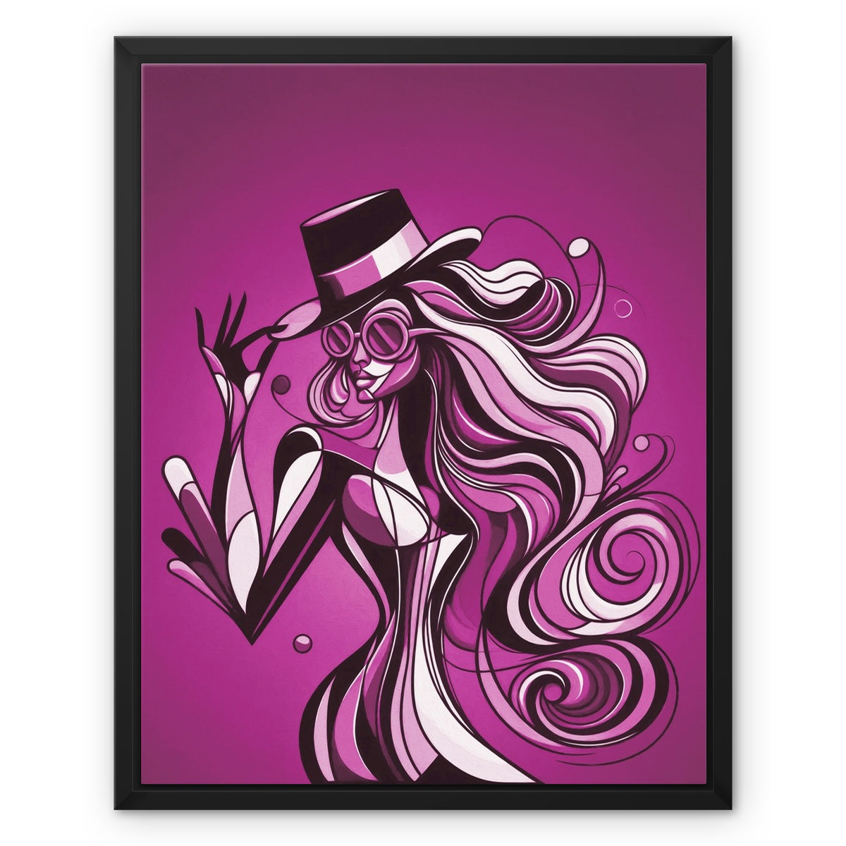 Viva La Diva: Where Amethyst Dreams Dance in a Symphony of Purples Framed Canvas