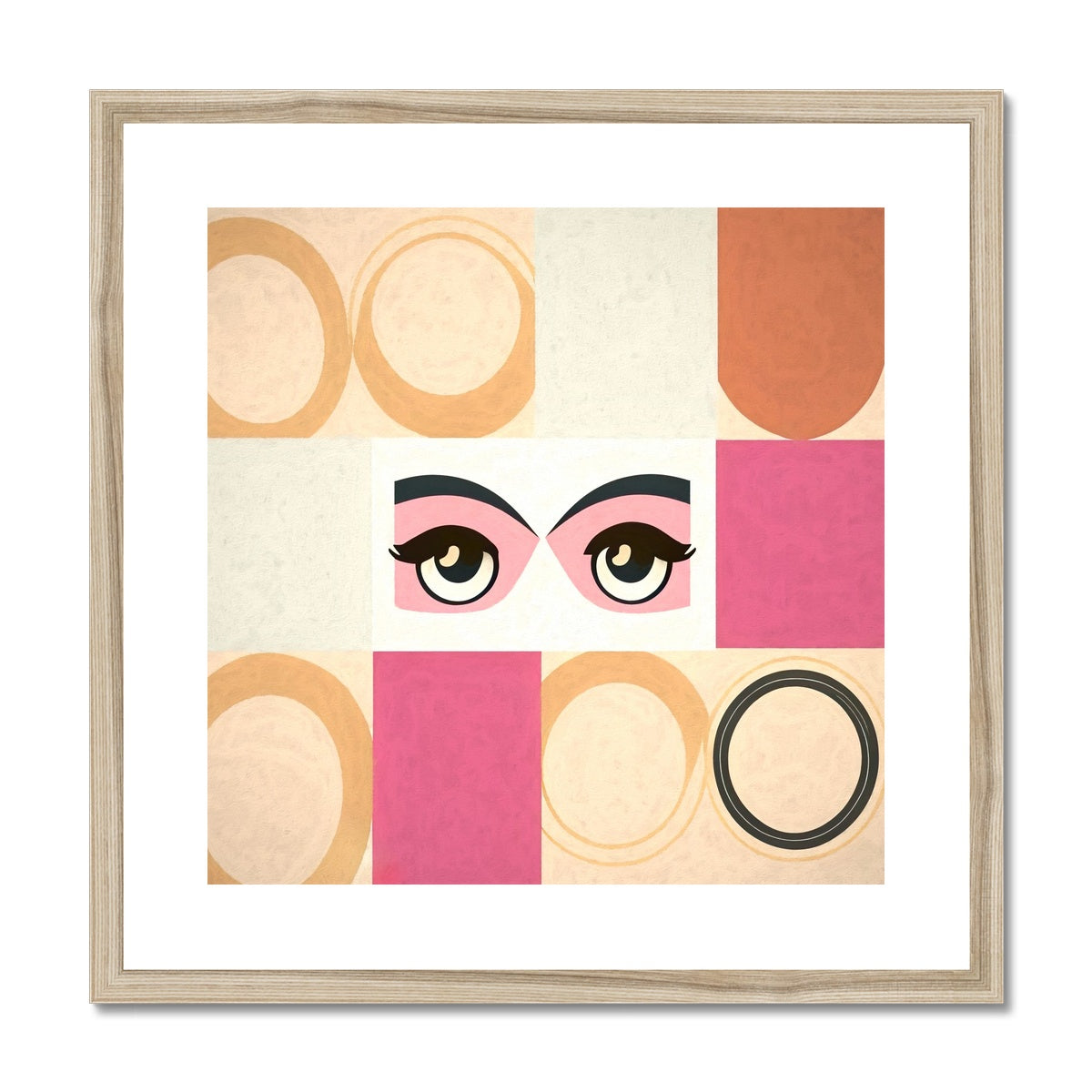 Whispers of Serenity: Where Eyes Meet Abstract Harmony Framed & Mounted Print