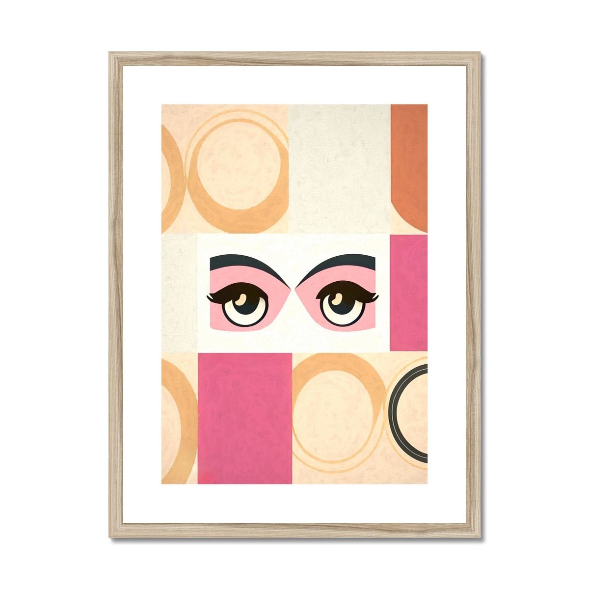 Whispers of Serenity: Where Eyes Meet Abstract Harmony Framed & Mounted Print